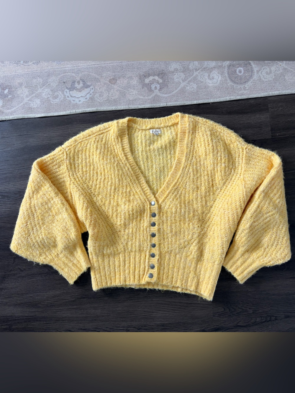 Pilcro Soft Yellow V-Neck Button Cardigan